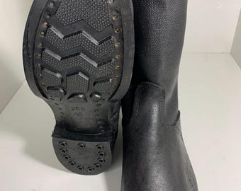 Sowjetische Russische Stiefel Klassische Schwarz Kirza Kersey/Leder Militär Soldat (Größe 44) UDSSR
