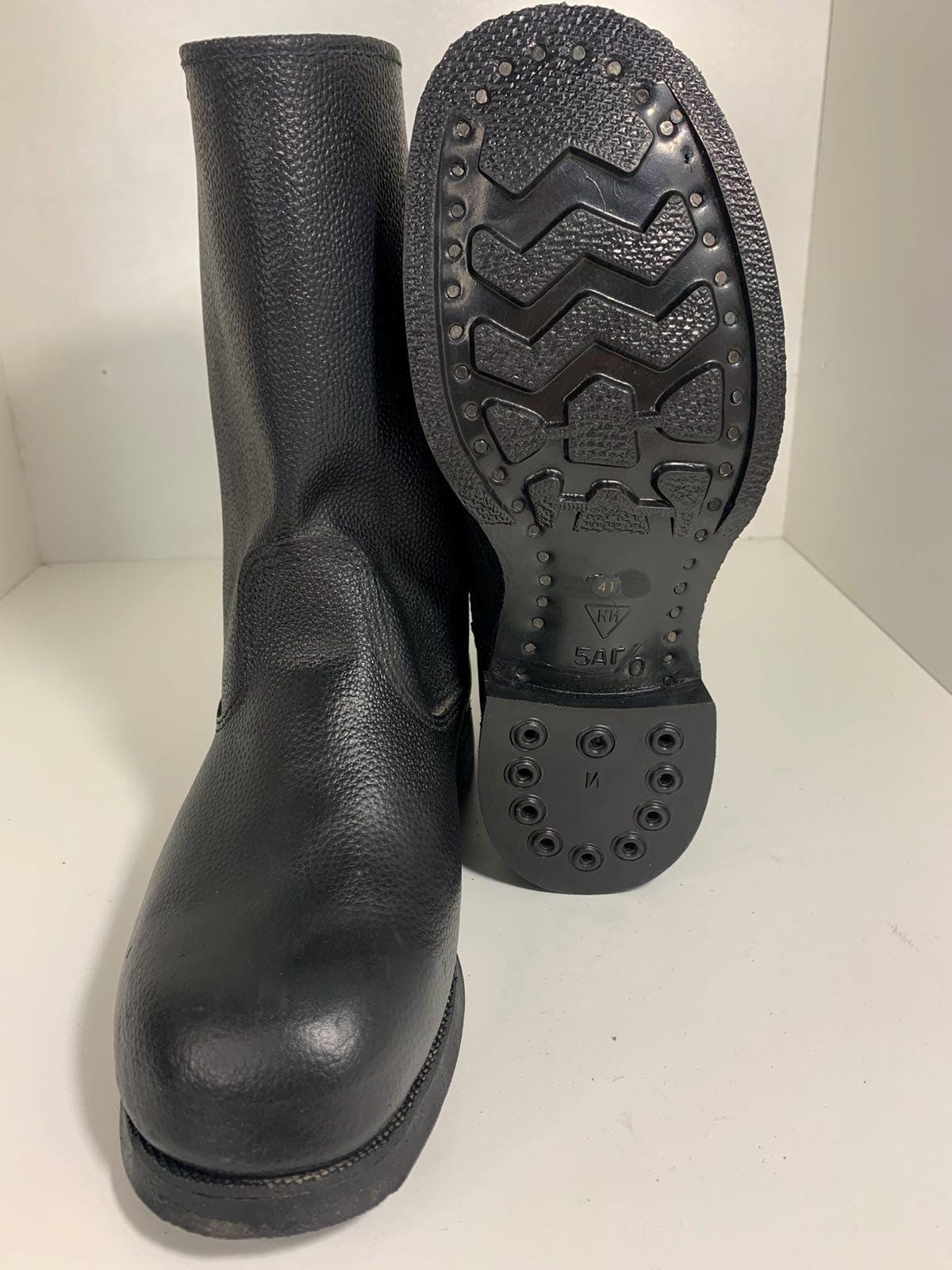 Vintage Soviet Russian Boots  Kirza Kersey/Leather Military Soldier (size 41)  USSR Army Combat Boots | | Vintage Cold War Surplus