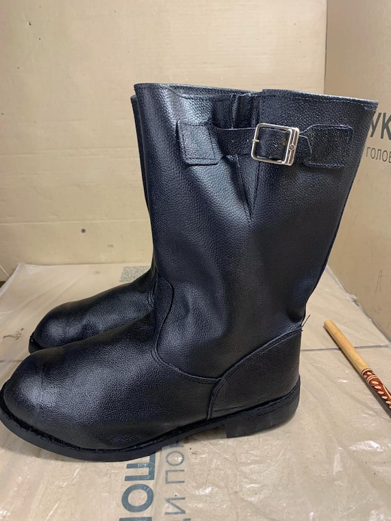 Soviet Russian Boots Soldier Sapogi Kirza Kersey Adjust Straps