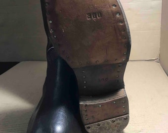 Soviet Russian Leather Military Boots  Officer Cowhide big  46  USSR.  Very wide boots.