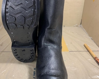 Stivali sovietici russi soldato Sapogi Kirza Kersey cinghie regolabili (taglia 46) URSS