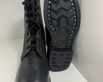 Vintage Russische VDV Kampfstiefel aus schwarzem Leder - UdSSR Afghan M88