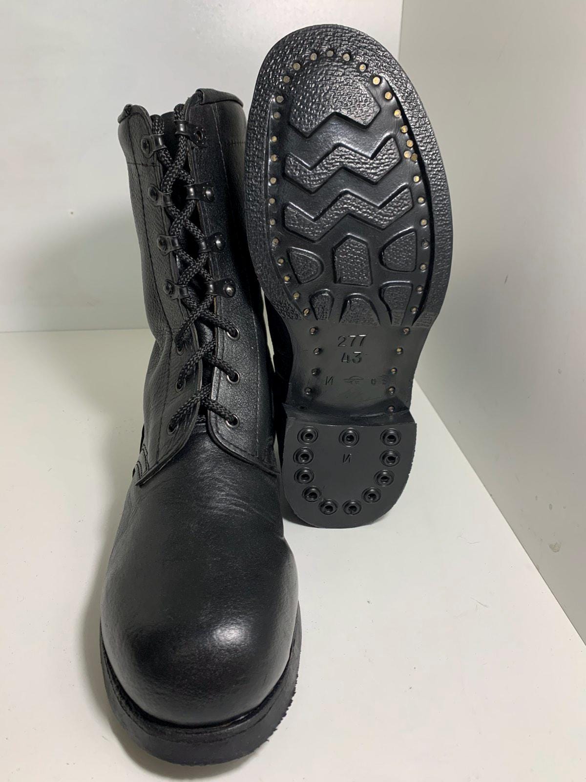 Soviet VDV Tactical Combat Boots Black Leather — USSR Army