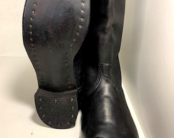 Botas de montar de cuero vintage para oficial, cromadas, SKOROKHOD, estilo militar URSS (talla 44)