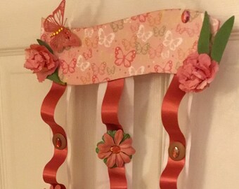 Butterfly Hair Bow/ Clips Accessory Organizer - Add the name