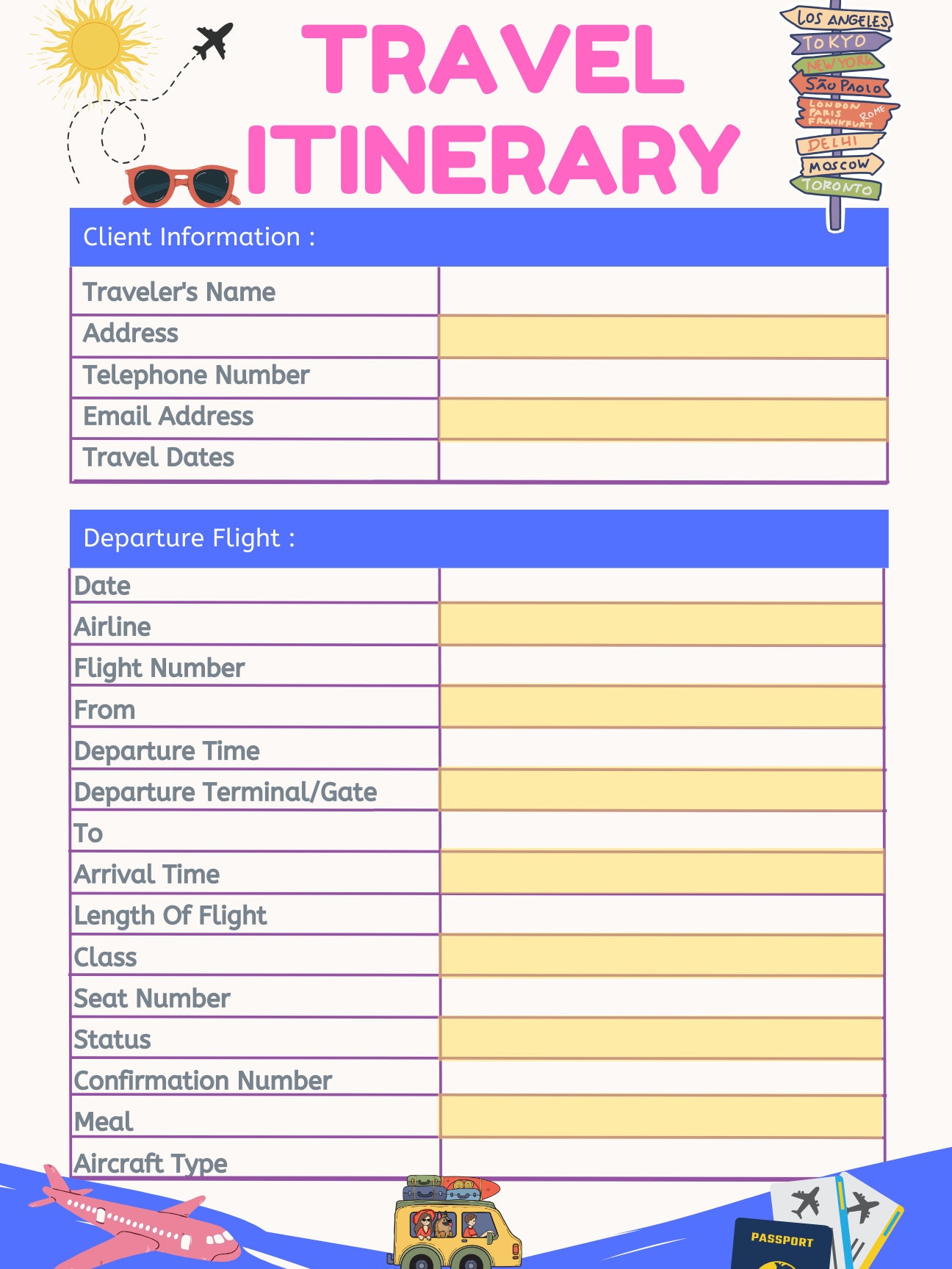 Travel Itinerary Template Digital Product travel Planner digital Travel Travel Itinerary Template Digital Product travel Planner digital Travel