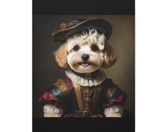 Maltipoo-liefhebbers ingelijste kunst aan de muur. Speelgoedpoedelkunst. Decor met huisdierthema. Canvas uitgerekt, 0,75 inch