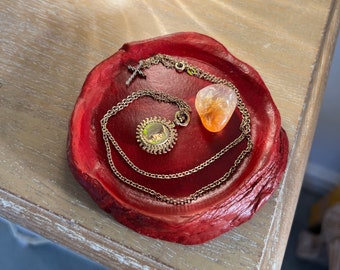 Cachet de cire en céramique vert de gris ou rouge fait main en Italie bibelot bijoux bol rangement table dessous de verre