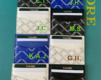 Etui na karty Valore London ze skóry cielęcej, czarny, monogram, ręcznie robiony portfel, goyard, wyprodukowano we Włoszech, NOWY, w pudełku