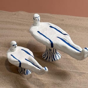 Santorini Swimming Man Ceramic Mediterranean Italian Handmade in Italy Table Ornament Sculpture