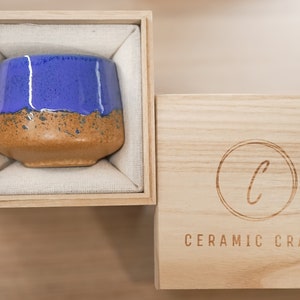 Ceramic Cup Coffee Cup Tea Cup Handmade Blue Glazed Cup Wooden Giftbox