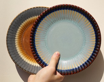 Thanksgiving Gift Ceramic Handmade 8 inches Plate Kitchenware different colors to choose