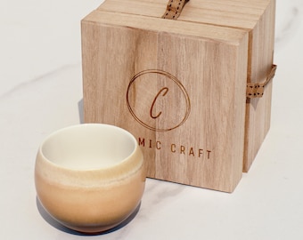 Handmade light brown gradient ceramic coffee cup