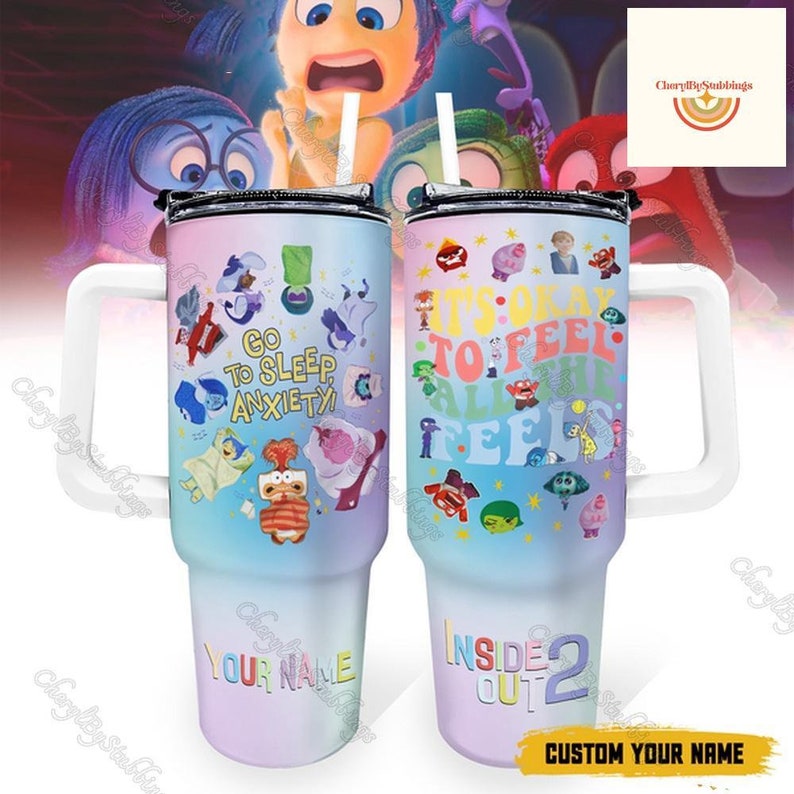 Custom Disney Pixar Inside Out 2 Tumbler 40oz, Go to Sleep Anxiety ...