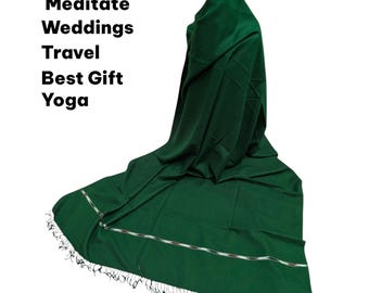 Meditation Shawl/Blanket , Wool Shawl and Wrap Unisex - Oversized Scarf Best for Yoga, Meditation, Travel & Special Occasion Gifts 48x96in