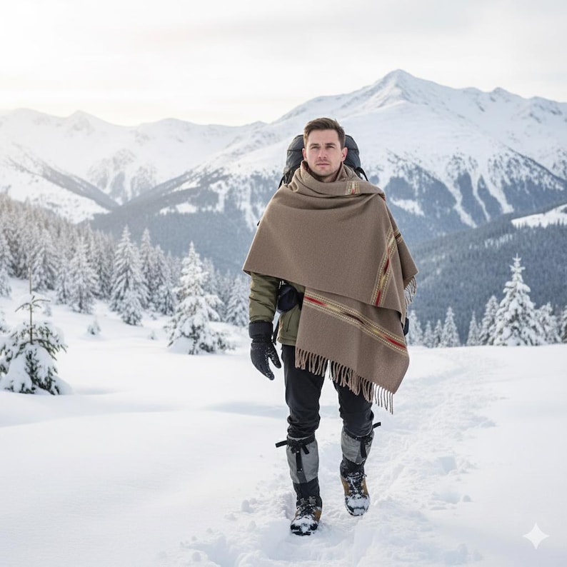 Shawl Wrap for Men and Women | Large Oversized Wool thin Blanket for Meditation, Yoga, Travel, Wedding Gift, spiritual & Winters | 8x4 feet image 18