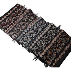 Wool Shawl for Women | Pure Wool Oversized Wrap | Turkish Floral Embroidery | Black Design Scarf | Wedding & Gift for Her
