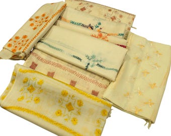 Floral Embroidered Wool Shawl | Lightweight Beige Scarf