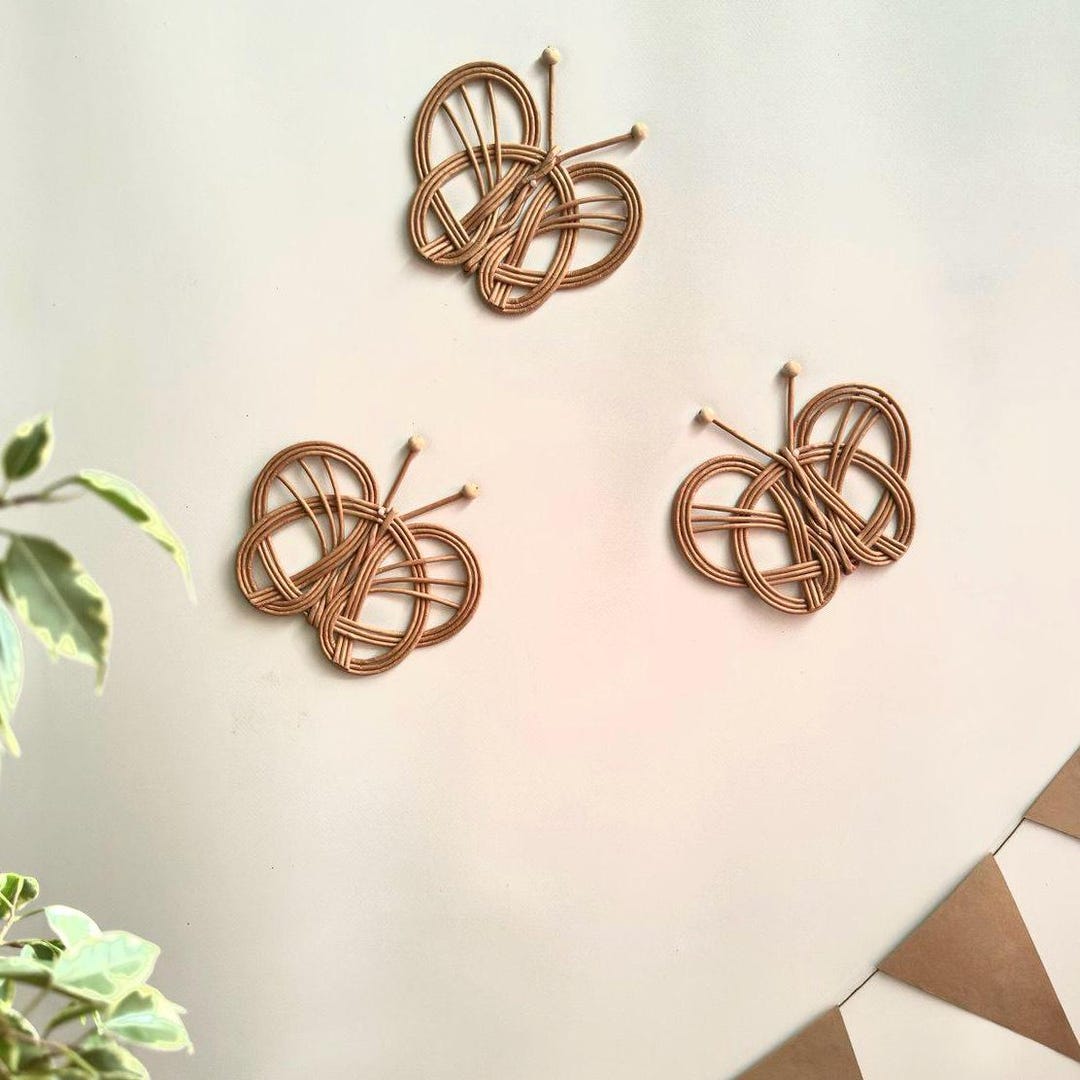 Wicker Butterfly Wall Hanging: Boho Nursery Decor (6 Inches) - Etsy