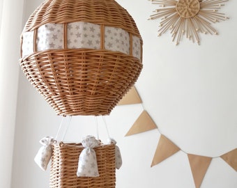 Boho playroom decor, big hot air balloon, wicker decor, baby shower gift, kids room decor, newborn room decor, balloon decoration