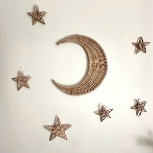 Wicker Moon and Stars Wall Decor: Celestial Nursery Set