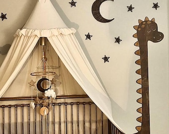 Set of moon and 5 stars, wicker wall hangings, kids room wall decor, crescent moon decor, wicker moon nursery decor