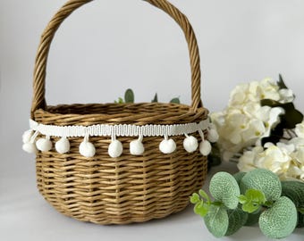 Wicker Easter Basket: Farmhouse Spring Decor, Kids Egg Hunt