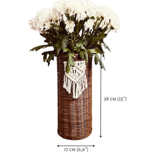 Wicker vase for dried flower bouquet Rattan ikebana basket Rustic Home decor