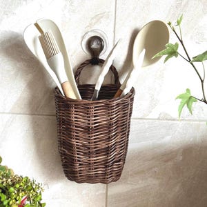 Wicker braun Hängetasche Korb, Küche Wand Organizer