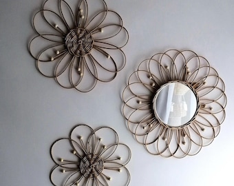 Wicker Daisy Flower Mirror: Boho Nursery Decor