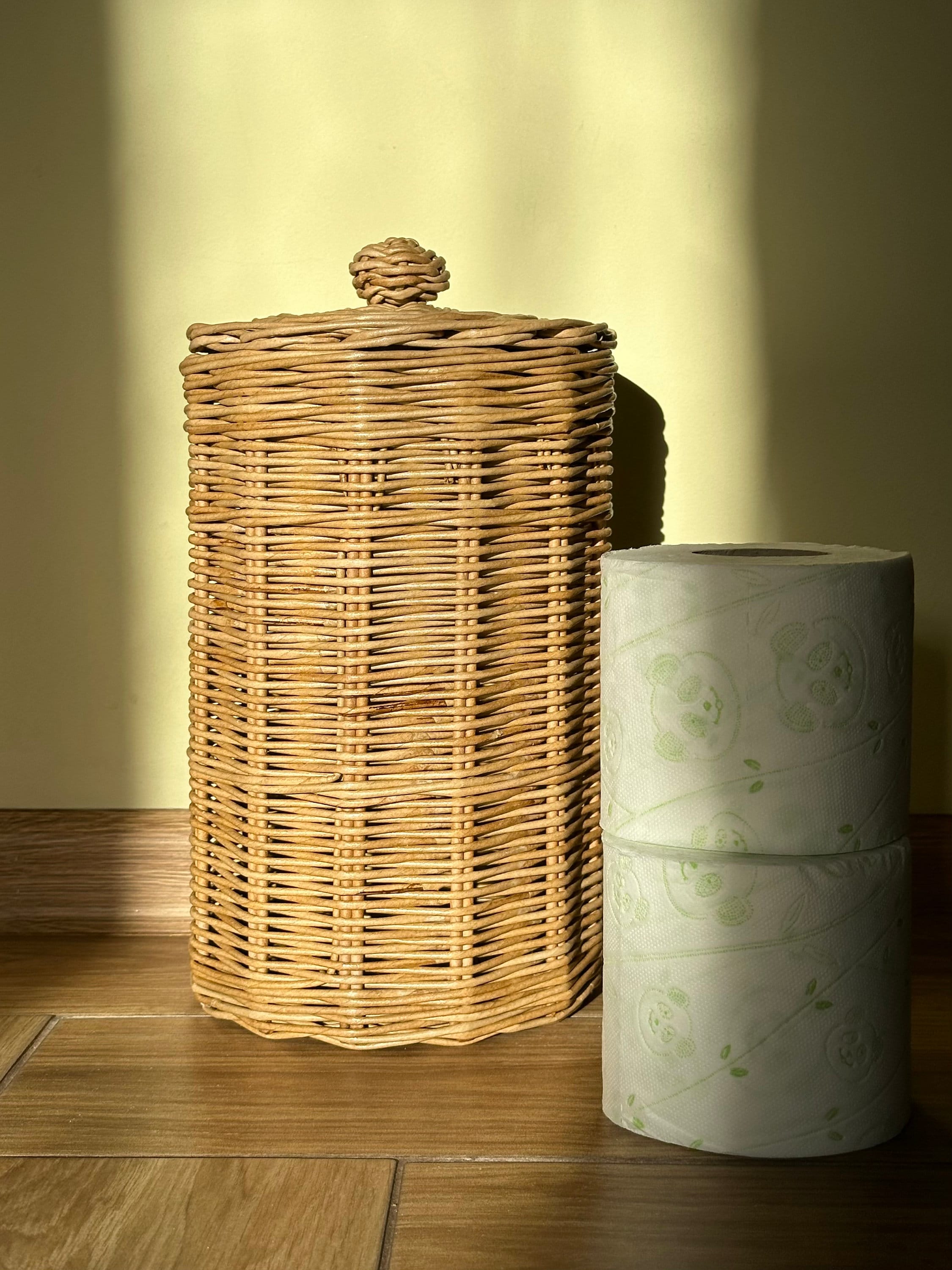 Toilettenpapier-Aufbewahrungskorb Mit Deckel - Praktischer WC-Korb In Beige