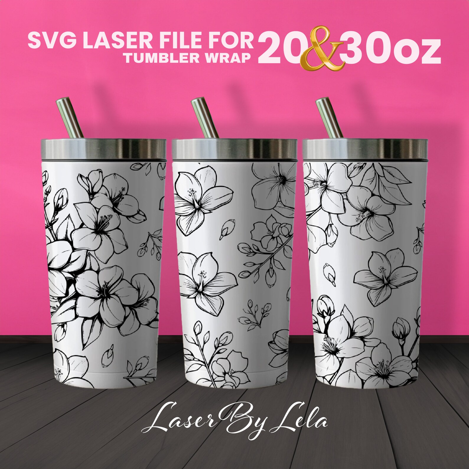 Jasmine Laser Engraved Full Wrap Design for 30 and 20 Oz Tumbler ...