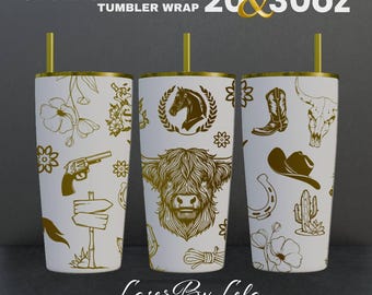 Western Tumbler Wrap Design: Laser Engraved SVG File (20 & 30 Oz) - Etsy