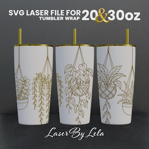 Hanging Plants Laser Engraved Full Wrap Design For 20 and 30 oz Tumbler, Plants SVG Laser file, Tumbler Wrap for Laser Rotary Machine