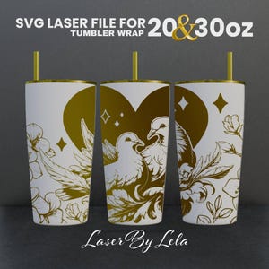Romantic Dove Laser Engraved Full Wrap Design For 20 and 30 oz Tumbler, Dove for SVG Laser file, Bird for Laser Rotary Machine