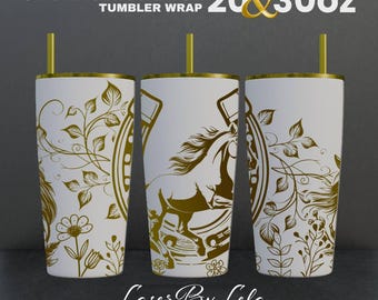 Horse Laser Engraved Tumbler Wrap Design: 20oz 30oz SVG File