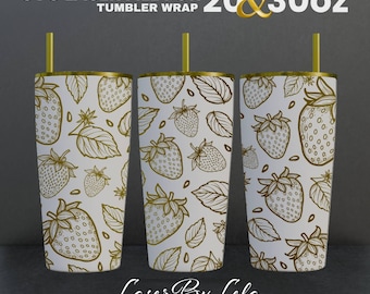 Strawberry Laser Engraved Tumbler Wrap: 20oz 30oz SVG File