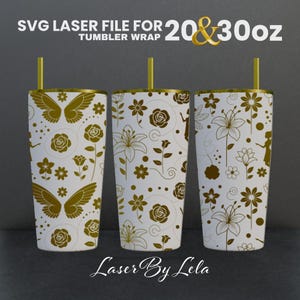 Fairy Laser Engraved Full Wrap Design For 20 and 30 oz Tumbler, Engine gear SVG Laser file, Fairy Wrap for Laser Rotary Machine