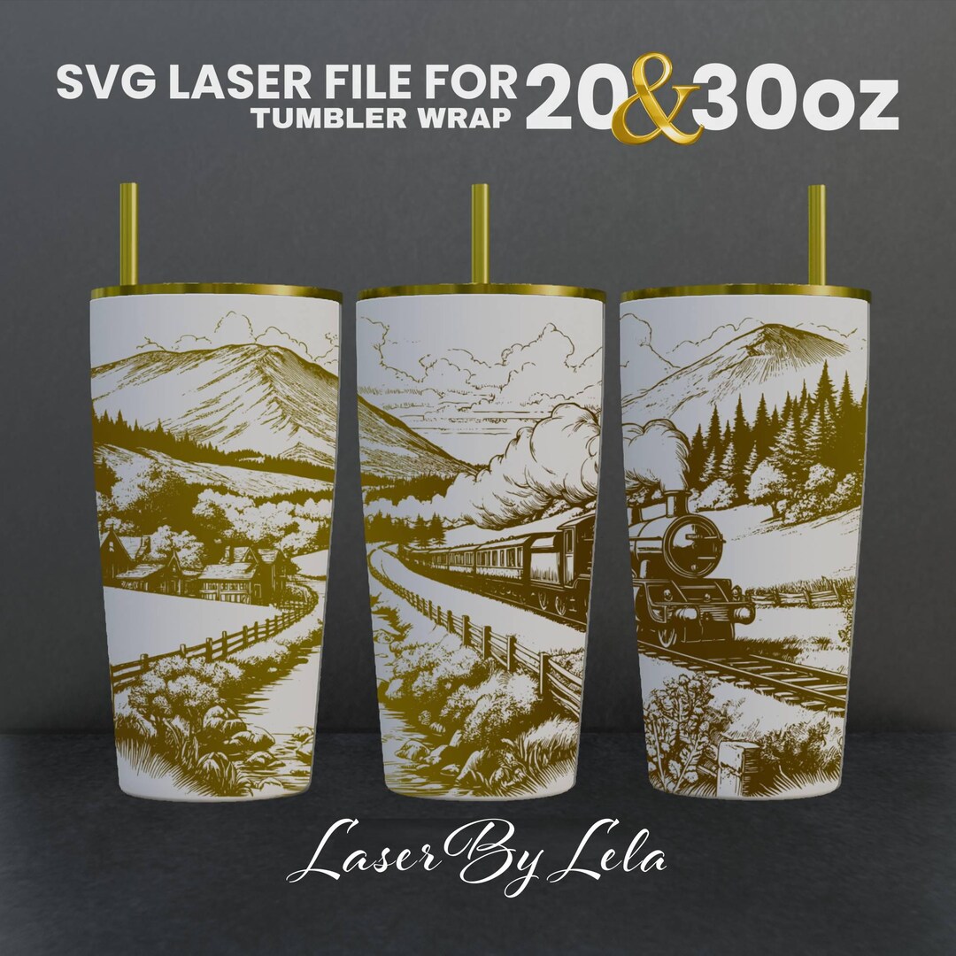 Train Laser Engraved Tumbler Wrap Design: 20 & 30 Oz SVG File - Etsy