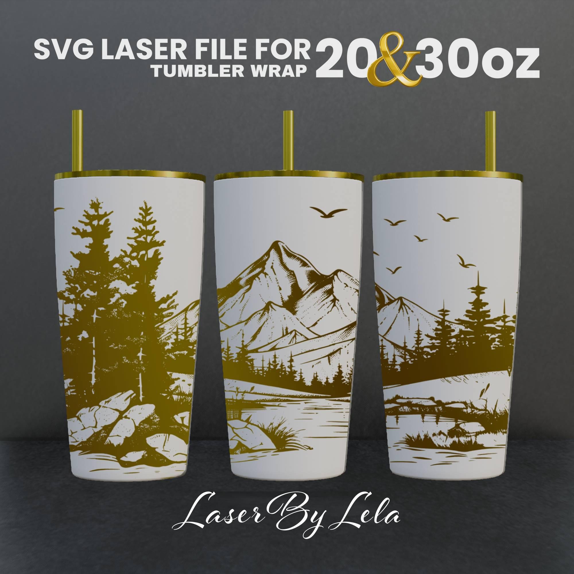 Mountain Valley Laser Engraved Full Wrap Design For 20 and 30 oz Tumbler, Mountain SVG Laser file, Mountain Wrap for Laser Rotary Machine
