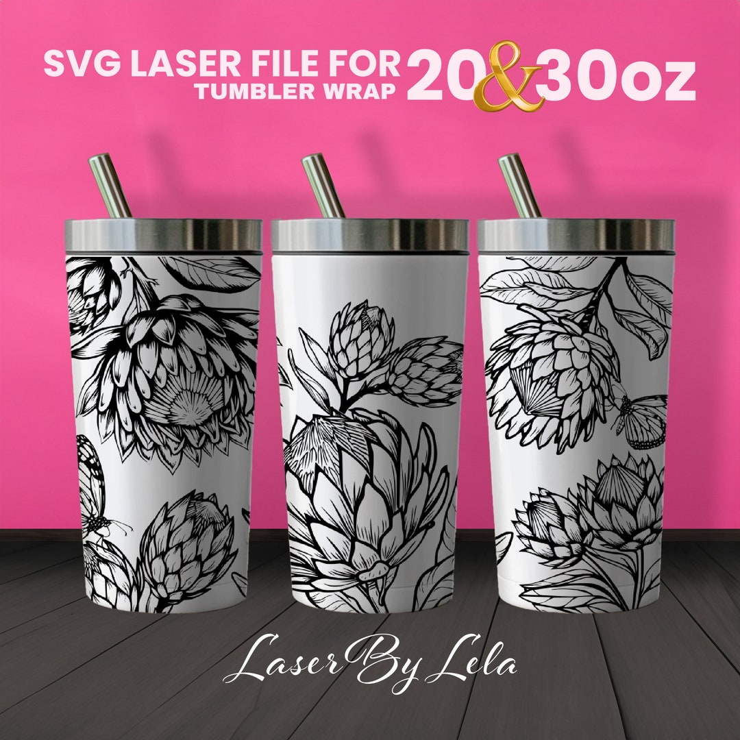 Protea Laser Engraved Full Wrap Design for 30 and 20 Tumbler, Protea ...