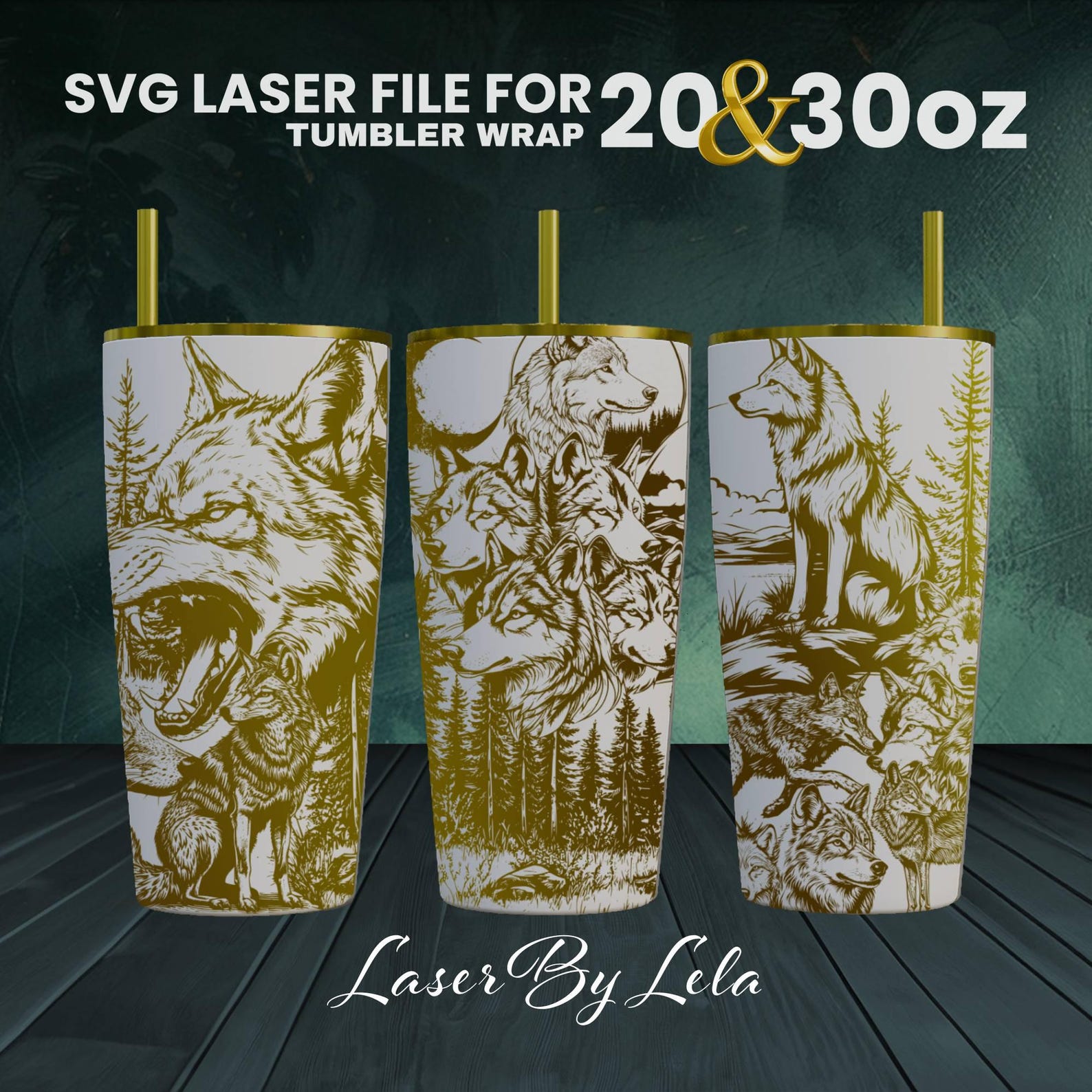 Wolf Laser Engraved Tumbler Wrap: Full Wrap SVG File (20 & 30 Oz) - Etsy