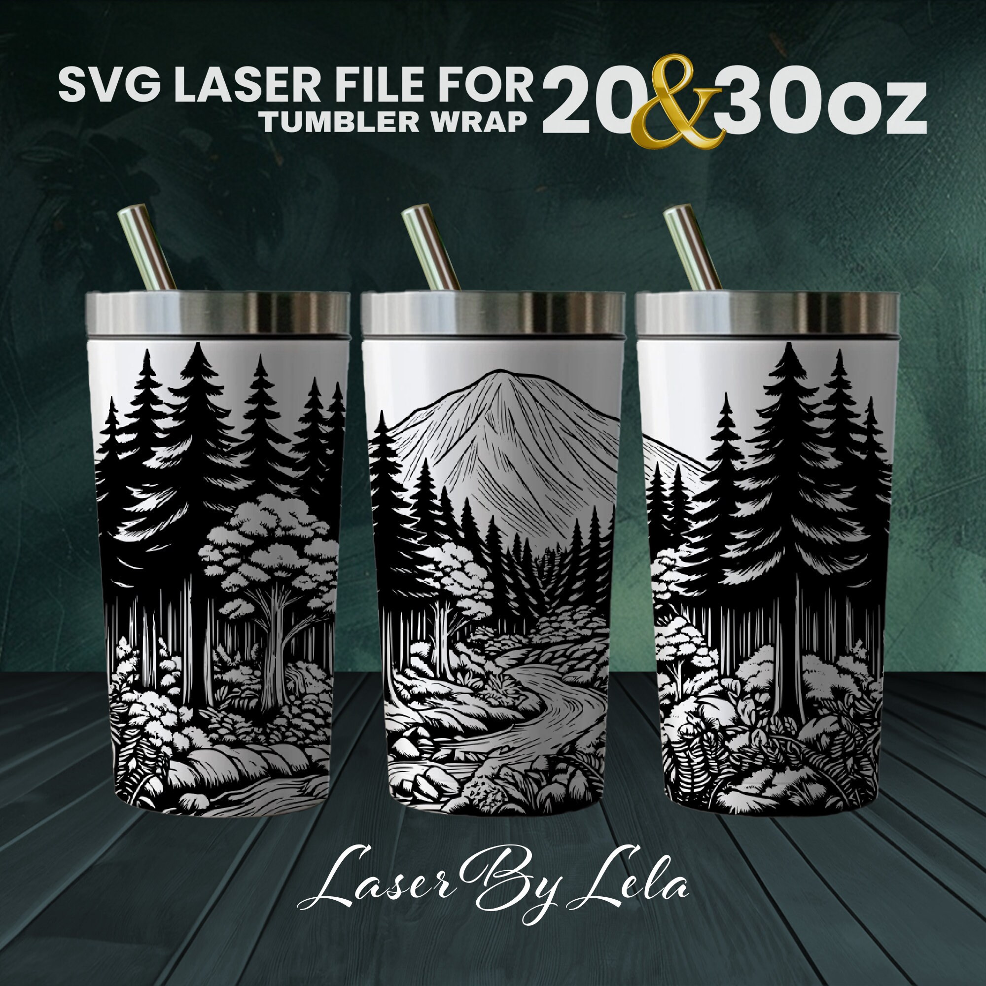 Forest Laser Engraved Tumbler Wrap Design: Nature SVG File (20 & 30 Oz ...