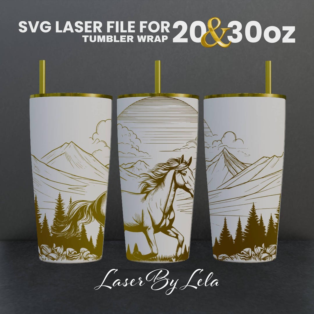 Horse Laser Engraved Tumbler Wrap Design: 20oz 30oz SVG File, Rotary ...