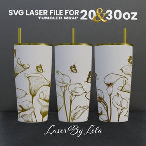 Calla lily Laser Engraved Full Wrap Design For 20 and 30 oz Tumbler, Calla Lily SVG Laser file, Flower Tumbler Wrap for Laser Rotary Machine