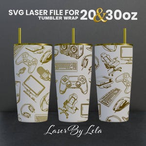 Game Laser Engraved Full Wrap Design For 20 and 30 oz Tumbler, Gamers SVG Laser file, Gaming Tumbler Wrap for Laser Rotary Machine