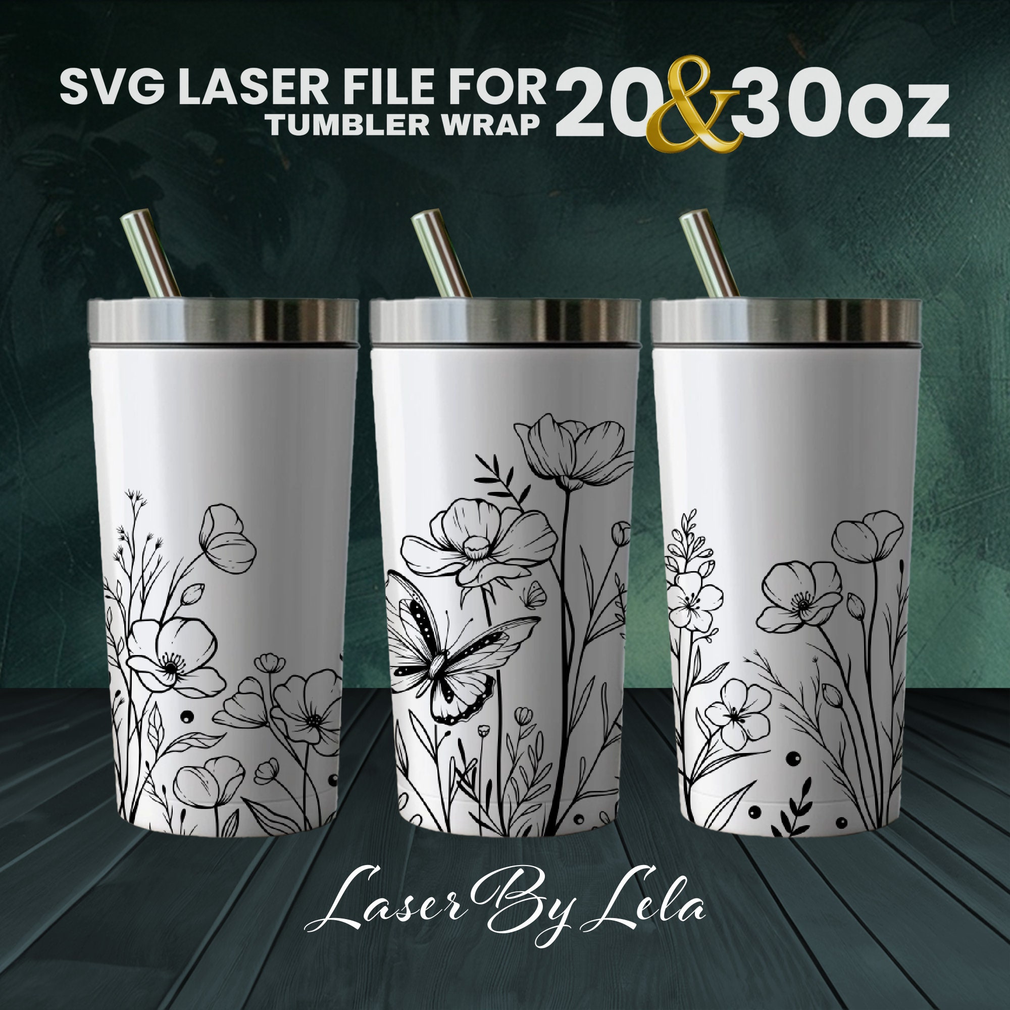 Wildflower Tumbler Wrap SVG: Laser Engraved Design (20 & 30 Oz) - Etsy