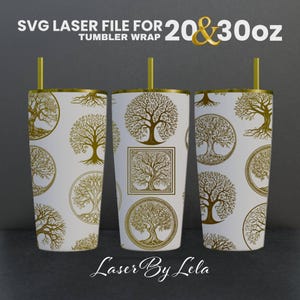 Tree of Life Laser Engraved Full Wrap Design For 20 and 30 oz Tumbler, Tree SVG Laser file, Tree Tumbler Wrap for Laser Rotary Machine