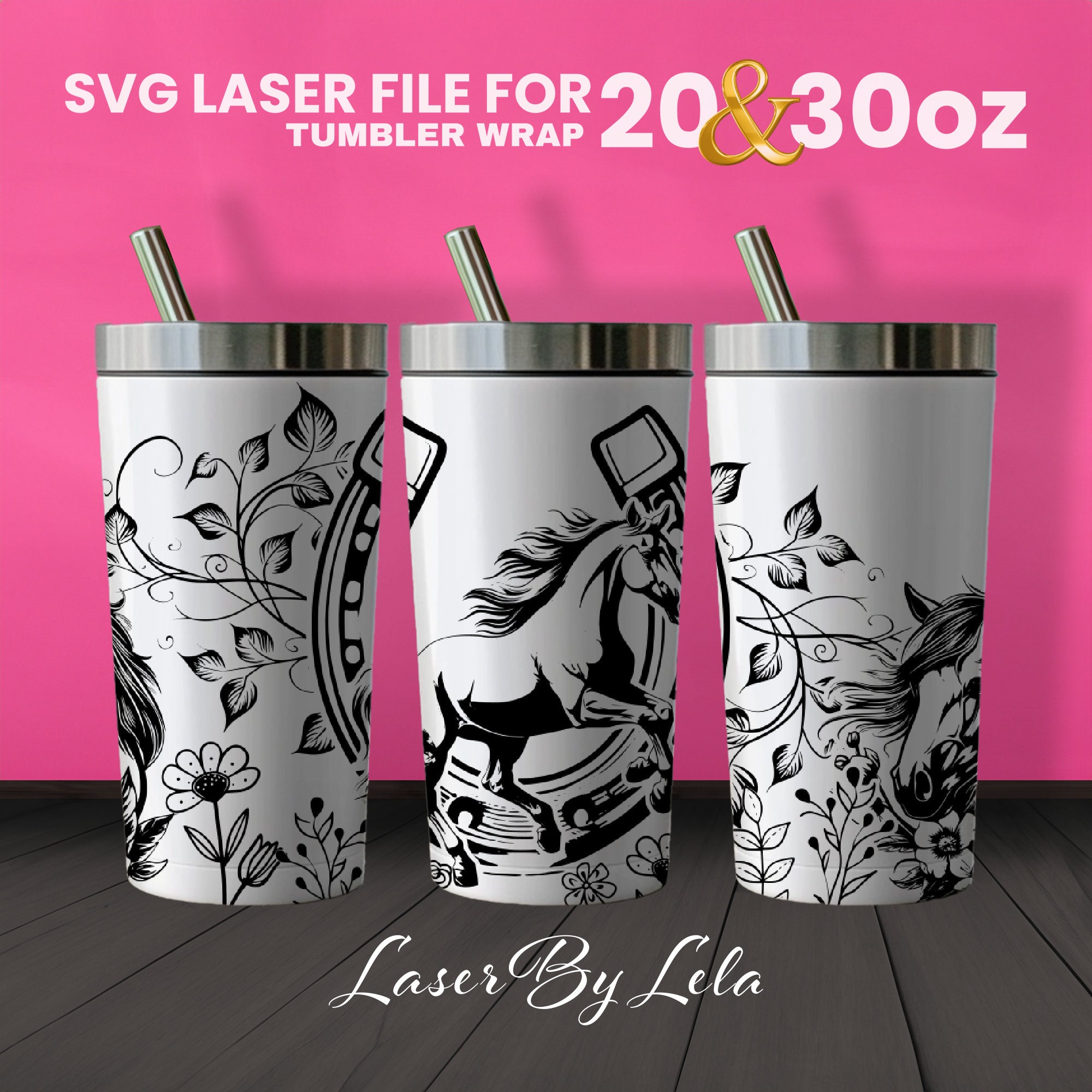 Horse Laser Engraved Tumbler Wrap Design: 20oz 30oz SVG File - Etsy