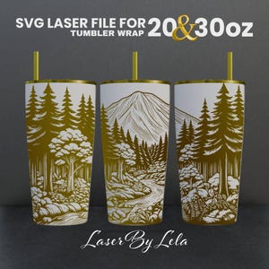 Forest v2 Laser Engraved Full Wrap Design For 20 and 30 oz Tumbler, Forest SVG Laser file, Nature Wrap for Laser Rotary Machine
